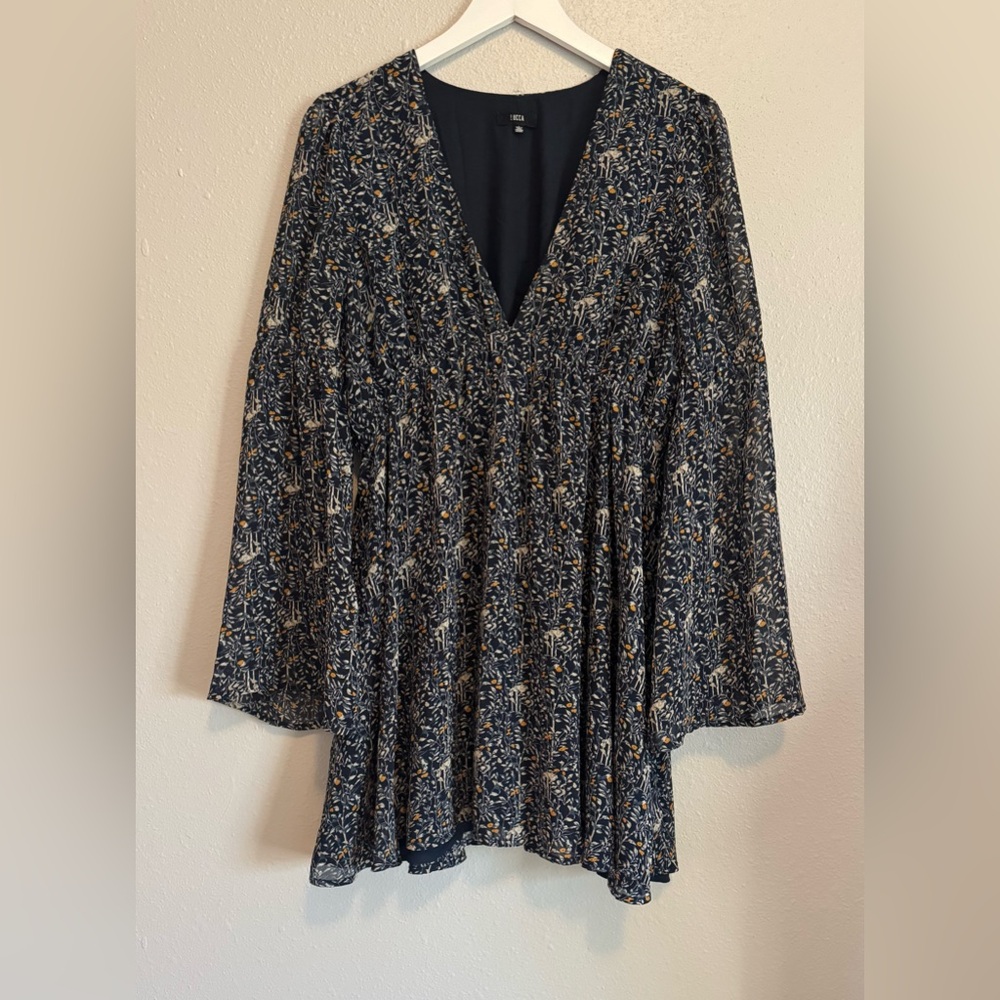 LUCCA Boho Floral Bell Sleeve Mini‎ Dress - Size Large - Picture 6 of 11